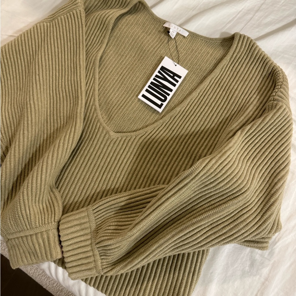 Cotton/silk knit pullover